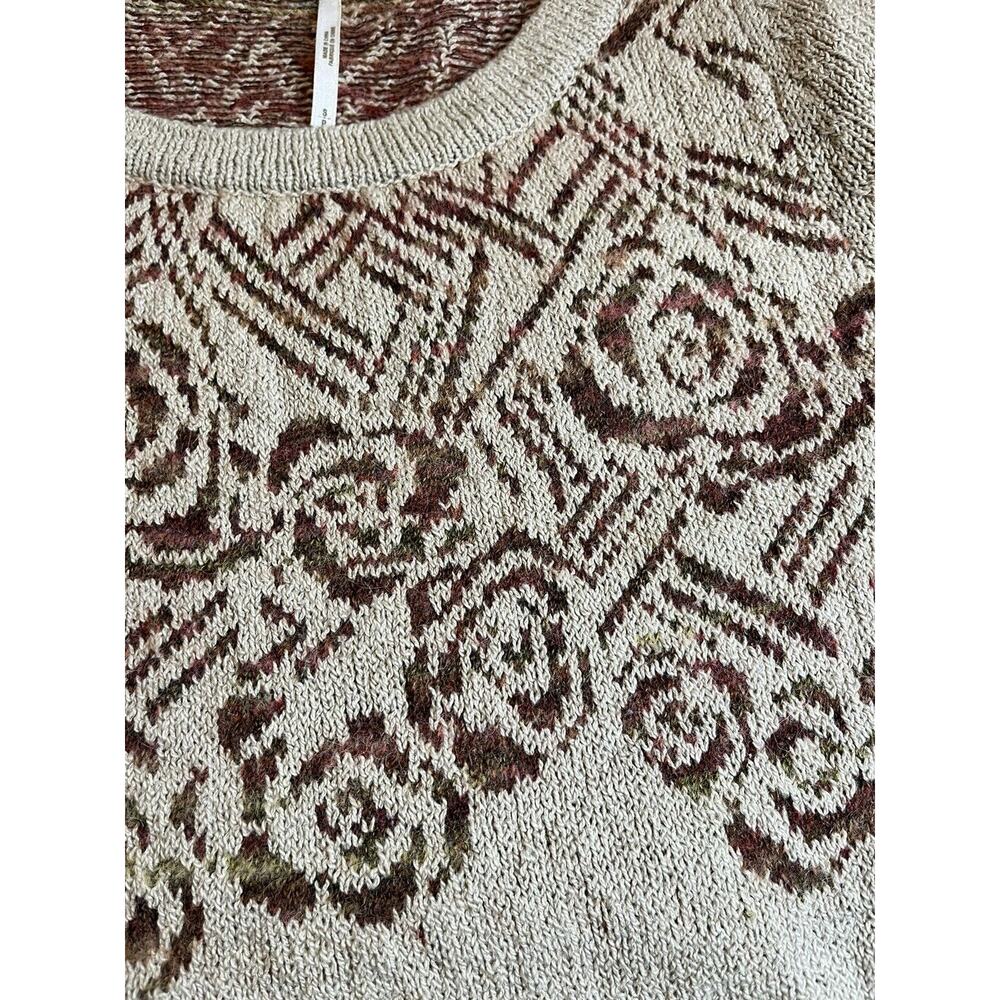 Free People Alpaca Wool Cotton Sz S Sweater Desert Rose Tan Knit Sweater Tunic - Picture 3 of 6